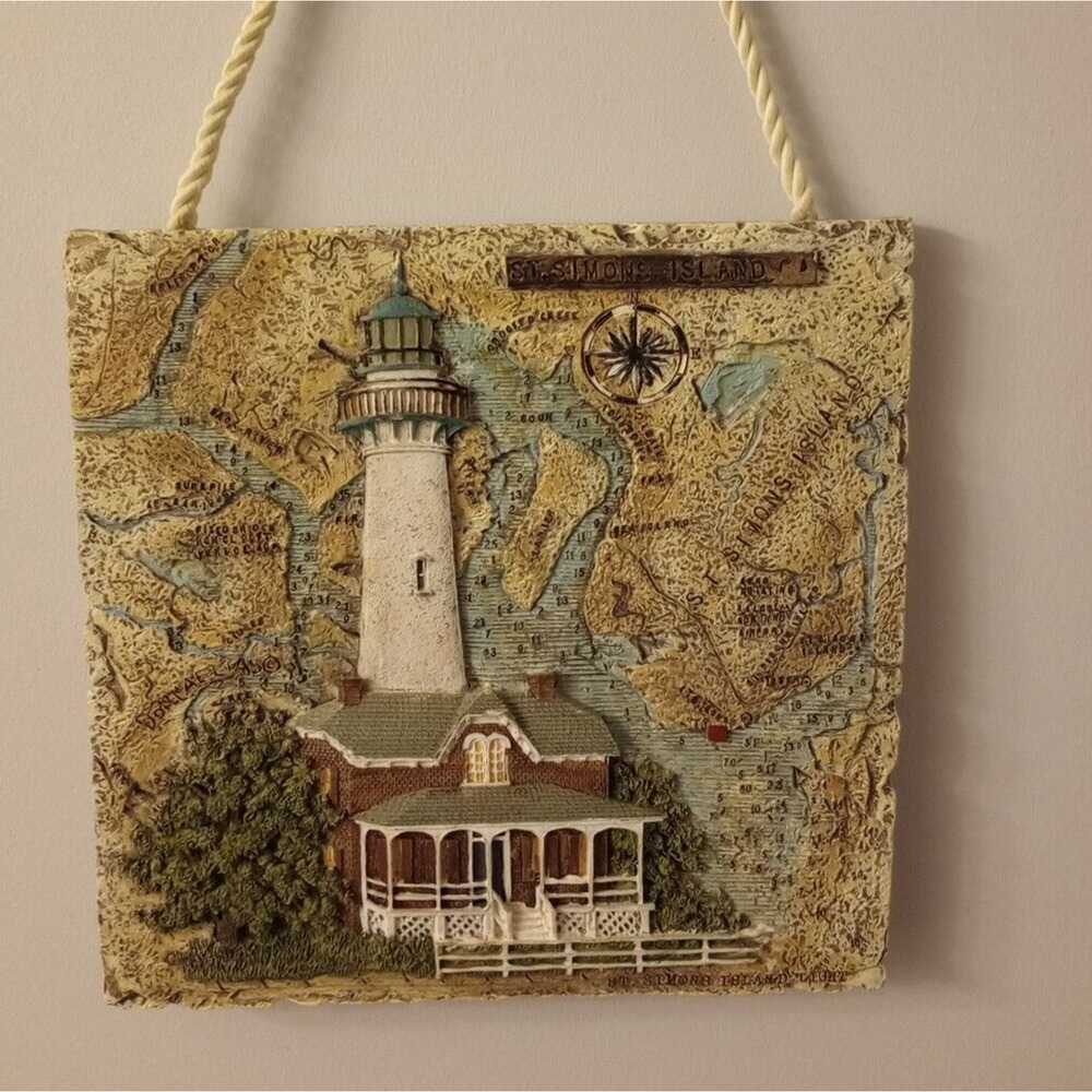 Donna Elias St. Simons Island GA Lighthouse 3D Tile Table or Hang Art Plaque